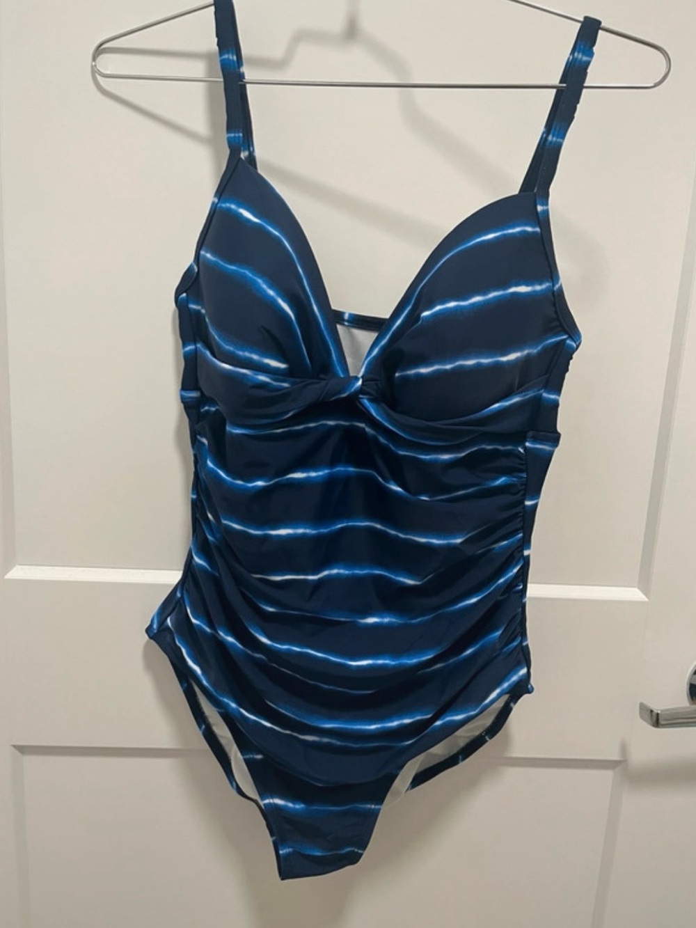 Merona Blue Striped One-Piece Swimsuit